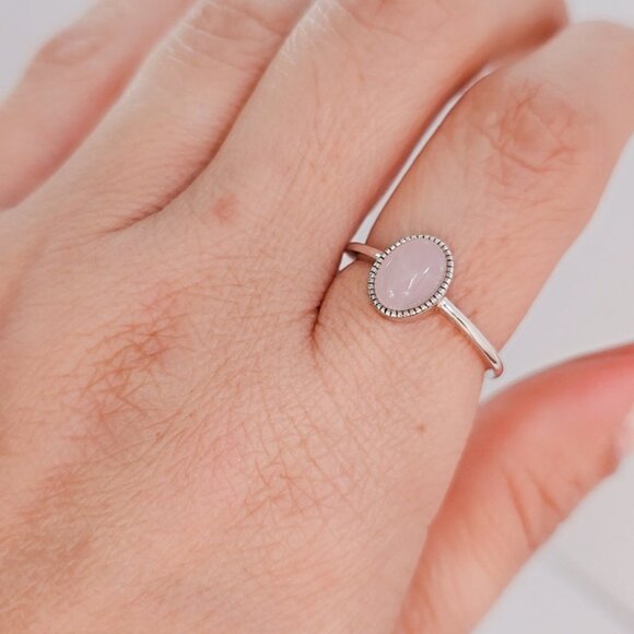 Sterling Silver Rose Quartz Ring, Stone of Love, Rose Quartz Jewelry, Gift Ideas - Picture 4 of 8